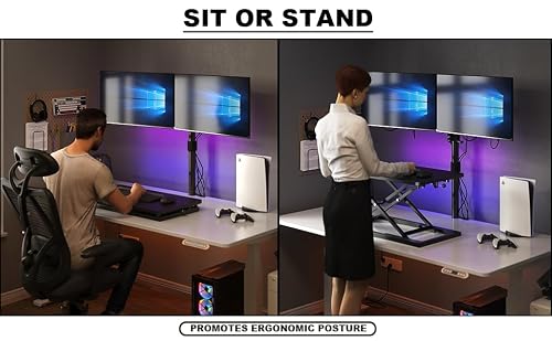 Decoholic Single 24 inch Scissors Lift Keyboard and Mouse Riser, Height Adjustable Standing Desk Converter for Ergonomic Sit Stand Workstations，suitable to hold large/small items (24inch, Black)