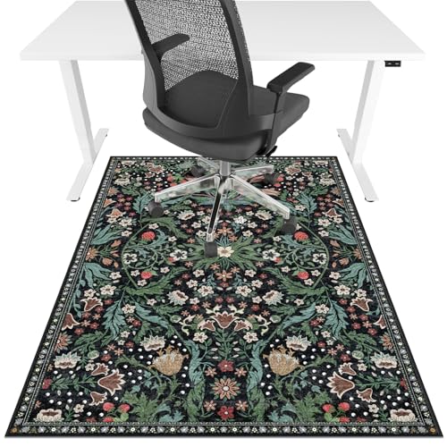 Office Chair Mat for Hardwood Floor & Tile Floor,36"X 48" Heavy Duty Desk Chair Mat for Hard Floors, Under Desk Rug for Rolling Computer Chair,Anti Slip,Low Pile Carpet Floor Protector-Green Grass