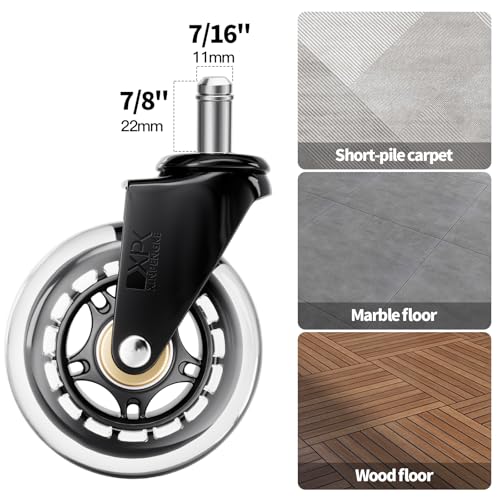 XINPENGKE Office ChairWheels - Replace Smooth and Durable Rubber Universal Wheels Heavy Duty Wheels - Suitable for Hardwood Flooring and Carpet -5-Piece Set