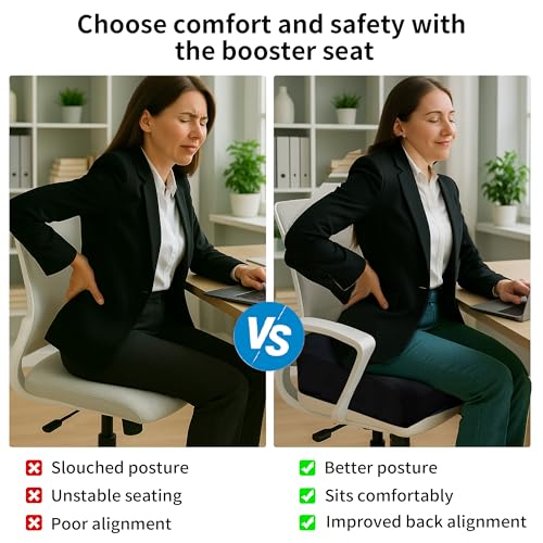 Acxseo 6" Extra Thick Memory Foam Office Chair Cushion – 2-Layer Booster Seat for Back & Tailbone Pain Relief, 18 x 16 x 6in Non-Slip Cushion with Carry Handle for Wheelchair, Car, and Airplane