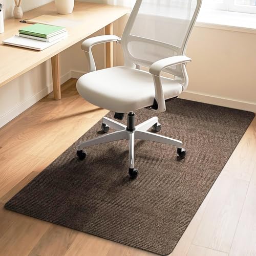 HomeMall Office Chair Mat for Hardwood and Tile Floor, 48" x 36" Computer Desk Chair Mats, Anti-Slip Mat for Rolling Chair, Large Floor Protector for Home Office, Coffee Color