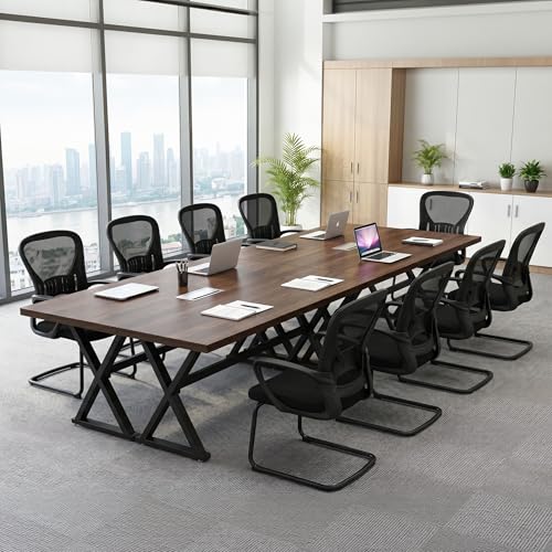 BOWTHY Waiting Room Chairs Set of 10,Office Guest Reception Chair No Wheels,Mesh Conference Room Chairs with Sled Base,Ergonomic Computer Desk Chair with Lumbar Support,Black