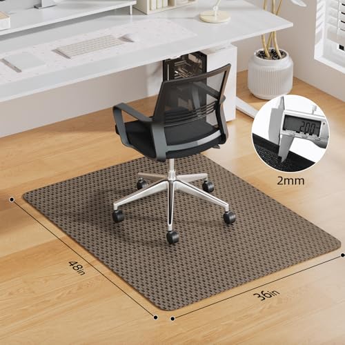 Yecaye Office Chair Mat for Hardwood Floor,36" x 48" Under Computer Desk Floor Protects for Rolling Chair,Non Slip PVC Woven Gaming Chair Mat,Not for Carpet (Blackbrown, 36" x 48")