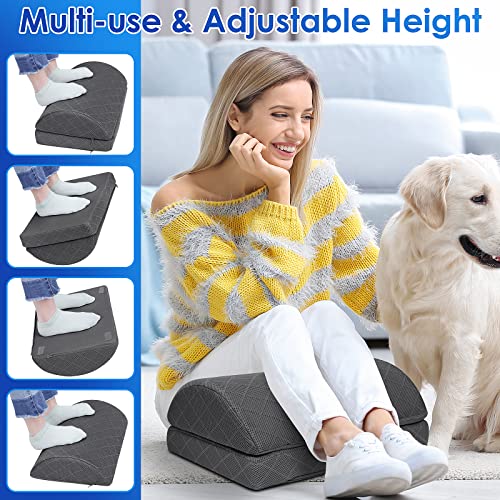 CushZone Foot Rest,Desk & Gaming Accessories,Foot Rest for Under Desk at Work,Comfortable Footrest with 2 Adjustable Heights & Removable Cover, Office Desk Accessories（Gray）