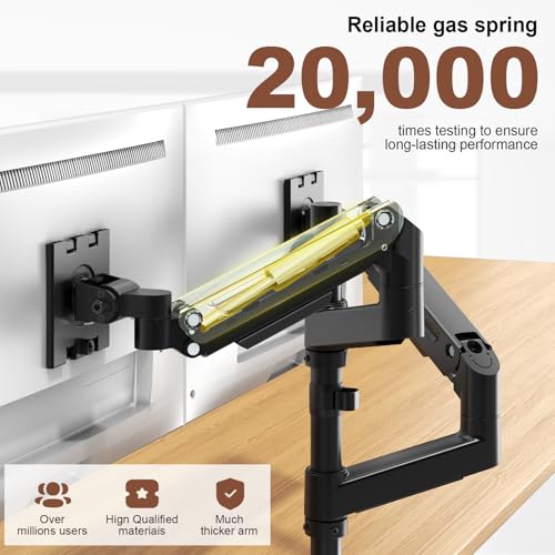 Dual Monitor-Arm Heavy-Duty for 17-49-inch Screens - Premium Vertical Stacked Dual Monitor Arm Desk Mount for Ultrawide Screens up to 44lbs, Fully Adjustability, VESA 75/100 mm, Black