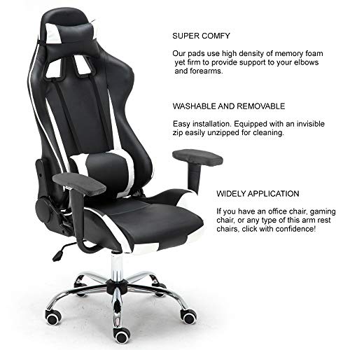 Aloudy Ergonomic Memory Foam Office Chair Armrest Pads, Comfy Gaming Chair Arm Rest Covers for Elbows and Forearms Pressure Relief(Set of 2) (Gray)