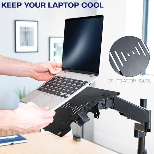 VIVO Universal Adjustable 10 to 15.6 inch Laptop Mount for Desk, Single Tension Arm VESA Notebook Stand with C-clamp and Grommet Options, Black, STAND-V101L