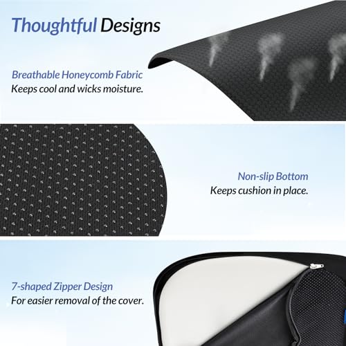 ZIKEE Ergonomic Seat Cushion with Thigh Slope for Long Sitting, Memory Foam Office Chair Cushion for Car, Home, U-Shaped Design Relieves Hip, Tailbone Pain, Non-Slip Sciatica Pain Relief Pillow