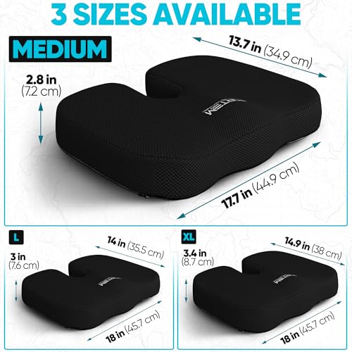 FORTEM Seat Cushion, Office Chair Cushion, Memory Foam Car Seat Cushions, Sciatica Coccyx Tailbone Pain Relief, Chair Cushions for Back Support, Sitting Pad for Gaming, Washable Cover, Non Slip