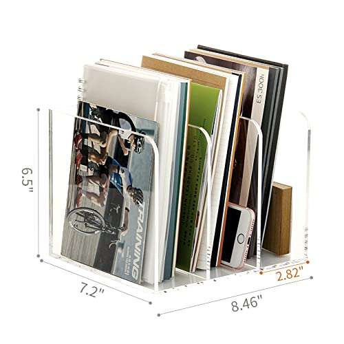 Magazine Holder, Clear Acrylic Magazine Rack, File Organizer for Office Desk, Book Organizer,-One-Piece-3 Vertical spaces,1 pack (B5)……