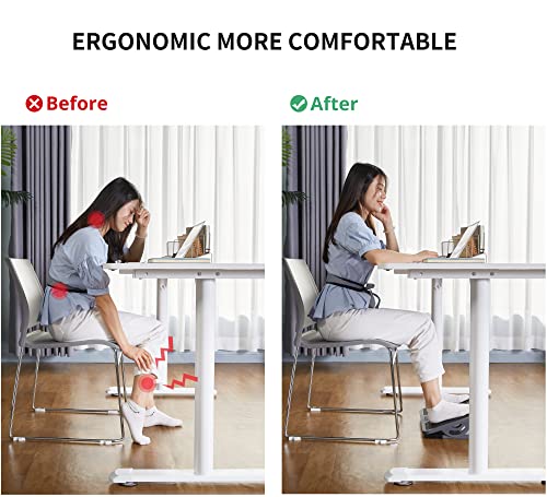 EUREKA ERGONOMIC Tilt Adjustable Footrest, Foot Rest for Under Desk at Work with Massage Surface, Office Foot Rest Under Desk with 20 Degree Tilt No Locking, Metal Frame