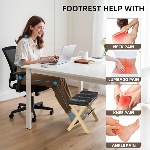 HOMELYSTBO Foot Rest Under Desk at Work, Under Desk Footrest with Double Step Wooden Ergonomic Design, Non-Slip EVA Surface, Office Foot Stool for Posture Support, Leg Relief, Home Office & Gaming