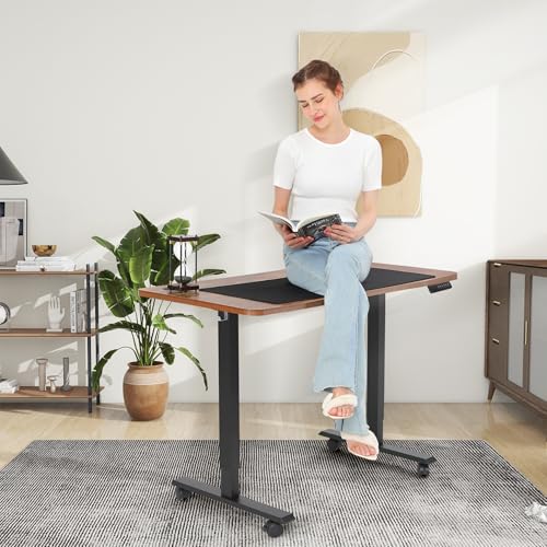 farexon Electric Standing Desk Adjustable Height, 71 x 28in Sit Stand up Desk with Outlets, Mouse Pad,Wheels,3 USB Ports & 3 Power Outlets, Casters, Hooks,4 Memory Preset Heights Home Office,Oak