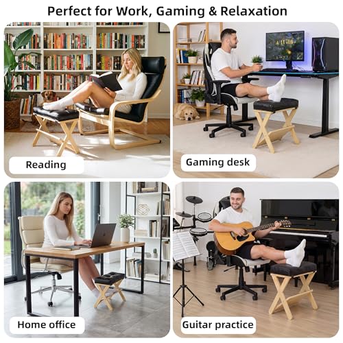 HOMELYSTBO Foot Rest Under Desk at Work, Under Desk Footrest with Double Step Wooden Ergonomic Design, Non-Slip EVA Surface, Office Foot Stool for Posture Support, Leg Relief, Home Office & Gaming