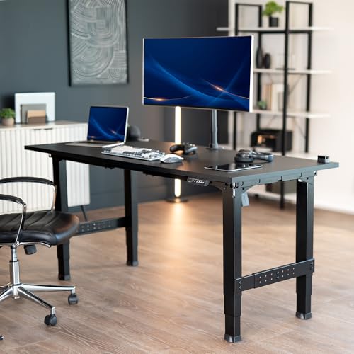 VIVO Premium Electric 4-Leg Dual Motor Standing Desk Frame for Table Tops up to 107 x 53 inches and 330 lbs, Memory Controller Height Adjustment, Frame Only, Black, DESK-E-P4B