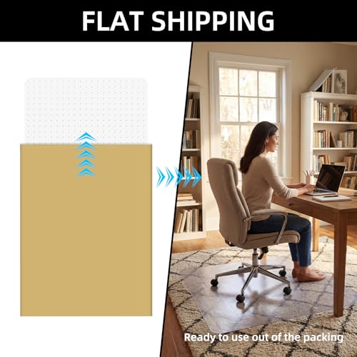 KAISLE Office Chair Mat for Carpet, 32x48 Heavy Duty Clear Plastic Rolling Chair Mat for Carpet Floor, Under Computer Desk Chair Floor Mats Protector Carpeted Floors