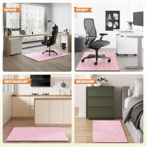 Durable Non-Slip Office Chair Mat for Hardwood Floors, 48"x36" Large Tile Floor Protector, Anti-Scratch Thick Heavy-Duty Recyclable Gliding Desk Mats for Computer Rolling Chairs, Pink