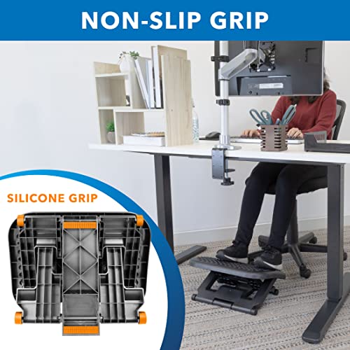 Mount-It! Under Desk Footrest with Foot Pedal Height Adjustment (4.25"–6.75"), Adjustable 30° Tilt Ergonomic Office Foot Rest, Non Slip Massage Surface Foot Stool Under Desk
