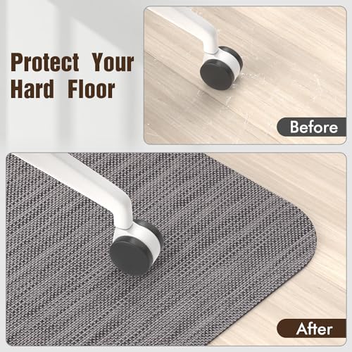 Blvornl Office Chair Mat for Hardwood Floor, 36" x 48" Desk Computer Chair Mat for Hard Wood and Tile Floor, Large Anti-Slip Hard Floor Protector Rolling Chair Mat, PVC Mat Desk Rug for Office Home
