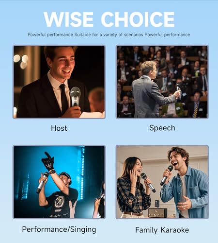Wireless Microphones, Wireless Microphone with One-To-One Chip Connection, Volume Control, 200-Foot Receiving Distance, All-Metal Tube Microphone, Suitable for Video Recording, Family Gatherings