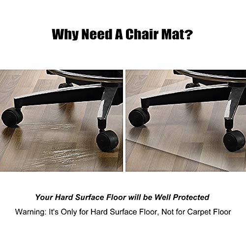 Azadx Office Chair Mat for Hardwood Floor 30 x 48'', Small Chair Mats Clear Easy Glide on Hard Floors, Rolling Chairs Mat Plastic Mats Under Desk Chairs