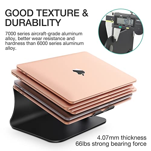 Bestand Laptop Stand, Aluminum Notebook Holder Riser Heat-Vent for MacBook Air/Pro, Dell, HP, Lenovo, Microsoft Surface, Samsung 11-16 inches Notebook (Black)