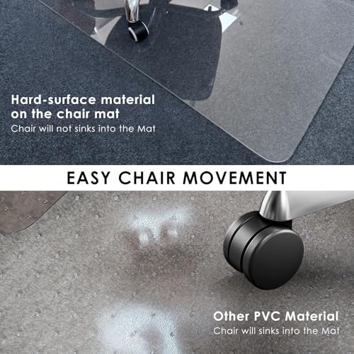 Kuyal 2 Pack 1/5" Thick Office Chair Mat, 40" x48" Heavy Duty Hard Computer Chair Mat, Under Desk Protector Carpeted Floors Mats, Easy Chair Movement, Can be Used on Carpet or Hard Floor, Ship Flat