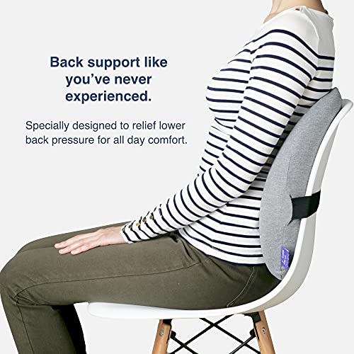 C CUSHION LAB Extra Dense Lumbar Pillow - Patented Ergonomic Multi-Region Firm Back Support for Lower Back Pain Relief - Lumbar Support Cushion with Strap for Office Chair, Car, Sofa, Plane - Black
