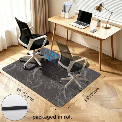 Vaukki Office Chair Mat for Hardwood, 36" x 48" Computer Chair Mat for Rolling Chairs, PVC Plastic Desk Office Floor Rug, Non Slip Heavy Duty Marble Desk Floor Protector for Office, Coffee