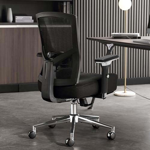 Big and Tall Office Chair 700lbs with Ergonomic W Wide Thick Seat Cushion, Oversized Mesh Desk Chair with Adjustable Lumbar Support, Computer Chair with Upgraded 4D Armrests
