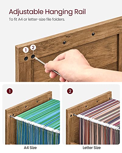 VASAGLE File Cabinet, Filing Cabinet with 2 File Drawers, Printer Stand, Fit A4, Letter Size, Hanging File Folders, Modern Farmhouse Style, for Home Office, Honey Brown UOFC048T41
