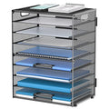 DALTACK 9-Tier Paper Organizer for Desk, Mesh Letter Tray Desk Organizer with Handles, Space-Saving File Organizer for Office Home School Classroom, Black