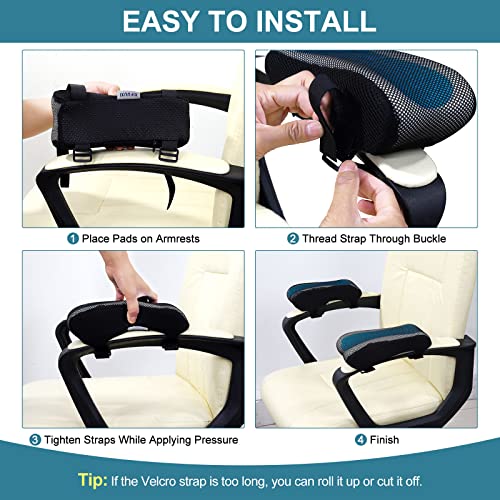 XIFUUXI Office Chair Armrest Pads, Cooling Gel Computer Chair Arm Pads, Memory Foam Ergonomic Armrest Cushion for Gaming (2 Pack)