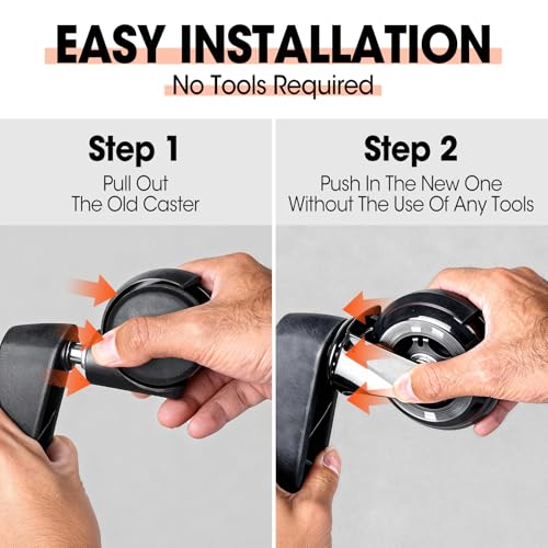 BGUP Office Chair Wheels, Set of 10 Rubber Caster Wheels, Roller Blade Wheel Heavy Duty Casters, Replacement Wheels for Most Chair Wheel, Easy to Install (Not for IKEA)