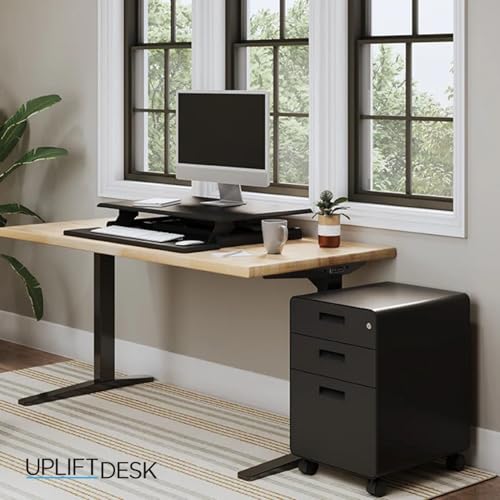 UPLIFT DESK 3-Drawer Mobile File Cabinet - Steel Rolling Filing Cabinet with Lock, Soft-Close Top Drawer, Letter & Legal Size File Storage, Easy Assembly for Home Office (Industrial)