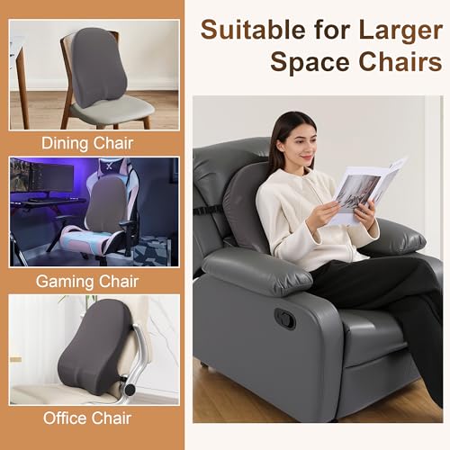 HOMBYS Extra Long Lumbar Support Pillow for Recliner Chair, 50D Molded Memory Foam Back Support Cushion with Full Back Support, Ergonomic Design & Breathable Cover (Grey)