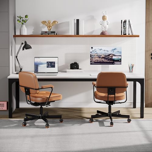 Tribesigns 2-Person Home Office Desk, 78.7" Extra Long Computer Desk, Double Workstation for Home Office, Work Desk for Two People (White + Black)