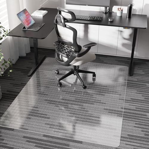 FUNMAT Chair Mat for Carpet, 46" x 60" Desk Chair Mat for Carpeted Floors, Non-Slip Office Vinyl Mat for Carpet with Studded, Easy Glide Heavy Duty Floor Protector Mat for Home Office, Clear