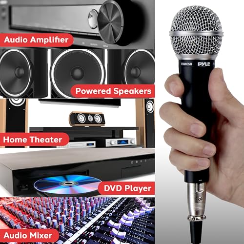 Pyle Microphone, Dynamic Cardioid, XLR Cable Included, Unidirectional, Rugged Construction, Built-in Pop Filter, Perfect for Stage & Studio, High Gain, Ultra-Wide Frequency Response, 15ft Cable