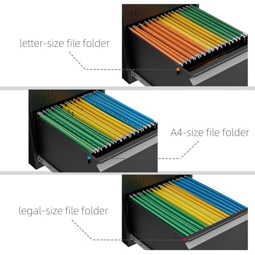 Guizeeopo 2 Drawer File Cabinet with Lock, Vertical File Cabinets for Home Office, Printer Stand, Heavy Duty Steel Office Storage Cabinet for Letter/Legal/A4, Assembly Required(Black)