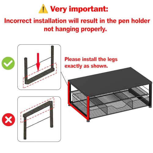 OPNICE Desk Organizer and Accessories, 2-Tier Computer Monitor Stand Riser with Drawer and 2 Pen Holders, Laptop Stand, Office Desk Accessories for Office Supplies, Black