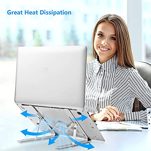 Leeboom Laptop Stand for Desk, Ergonomic Adjustable Aluminum Foldable Portable Computer Stand, Lecterns & Podiums, Fits 10-15.6" MacBook Air Pro HP Lenovo Dell Laptops & Tablets(Silver)