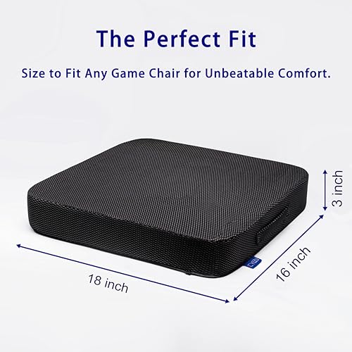 Ifoam Gel Infused Memory Foam Layer Wheelchair Cushion - Seat Cushion for Wheelchair-Office Chair, Kitchen Chair-Pressure Sore and Tailbone Pain Relief-High Dense Polyfoam Base (Black, 18×16×3 inch)