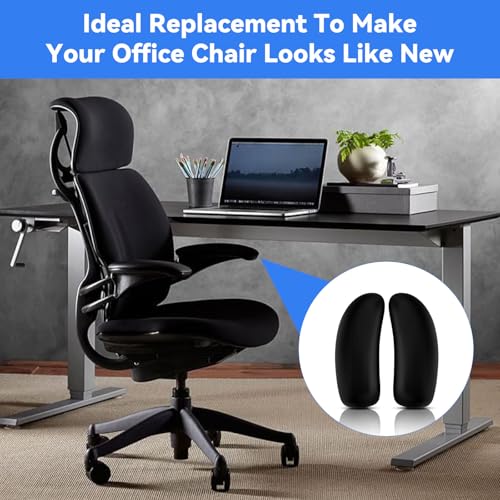 SINOLUXE Arm Pads Replacement for Humanscale Freedom Office Chair, Only for Height Adjustable Arm, Black, 1 Pair