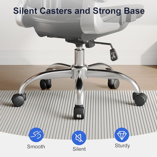 marrap Ergonomic Office Chair, Mesh Seat Cushion with 3D Armrests and 3D Headrest, Adjustable Lumbar Support with 90-120° Rocking Function for Home Office, Black