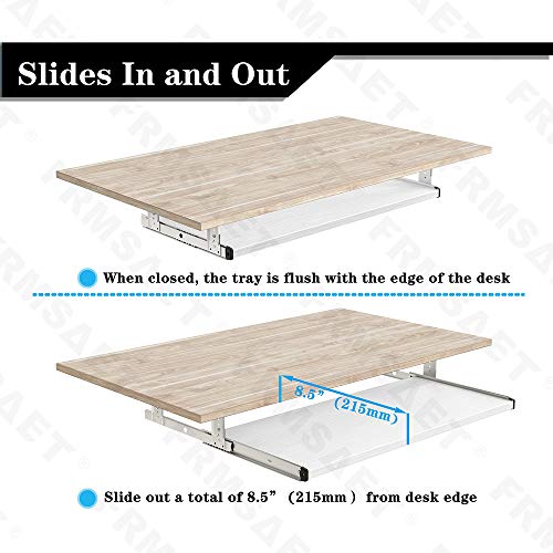 FRMSAET Furniture Accessories Office Product Suits Hardware 20/24/30 inches Keyboard Drawer Tray Wood Holder Under Desk Adjustable Height Platform. (30 inches, White)