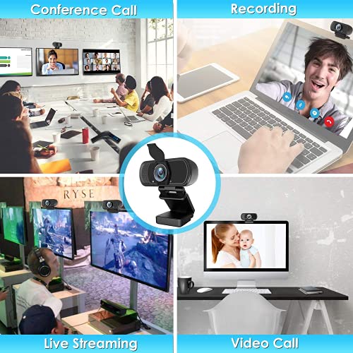 XPCAM Full HD 1080P Webcam with Microphone and Tripod, Pro Streaming Computer Camera with Privacy Cover, Widescreen USB Web Camera for Desktop PC Laptop Mac