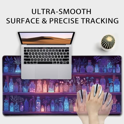 Mcapirivo Mystical Potion Bottles Gaming Mouse Pad 31.5"x15.7"｜XXL Desk Mat, Non-Slip Rubber Base & Stitched Edges - Extended Waterproof Mousepad for PC/Laptop/Office/Home Decor