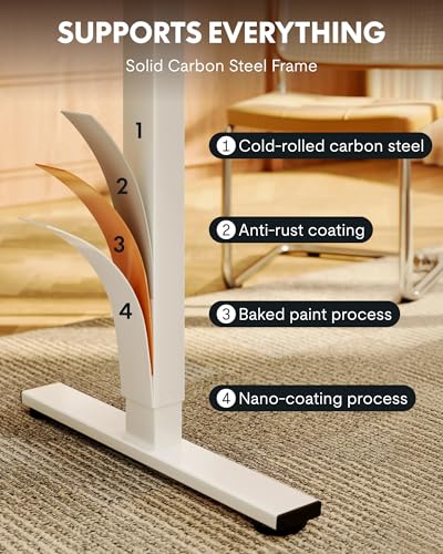 FLEXISPOT EN1 One-Piece Standing Desk, 48"x24" Seamless Desktop Electric Height Adjustable Desk for Home Office, Multi-Monitor Setups & Easy Assembly, Maple