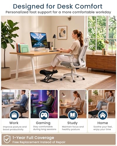 Wikabex Truly Infinite Height Adjustable Footrest｜No Bending Needed—Foot Step-to-Adjust｜2.7"-13.1" Height｜Washable｜Foot Rest Stool for Under Desk at Work, Office/Home/Gaming/Study Desk Essentials